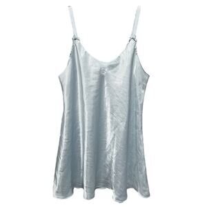 Vintage Y2K Oscar de la Renta Coquette Satin Slip Dress Size Large Icy Blue Rose